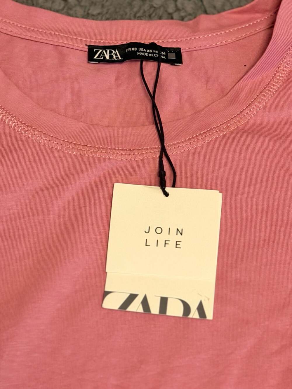 Zara Pink Pleated Shoulder Detail T-Shirt Size XS - Picture 2 of 2